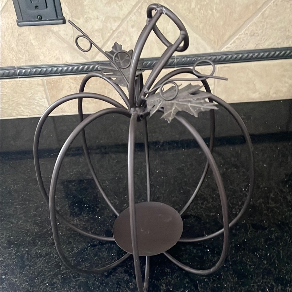 Bronze Metal Pumpkin Accent for the Holiday Season with Luminara Candle Lighting - Picture 3 of 8